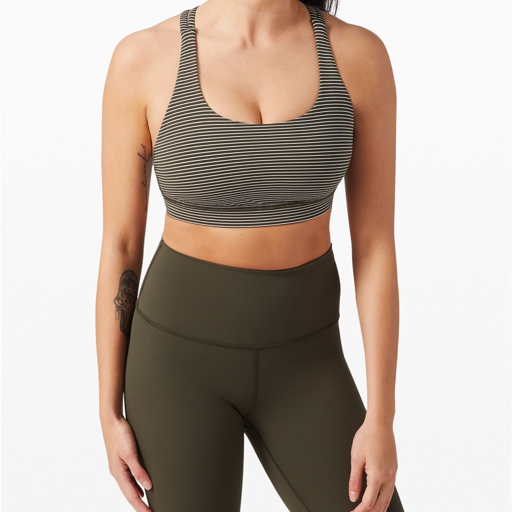 Striped Olive Sports Bra energy bra